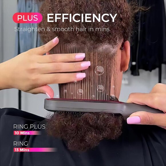 Ring Plus Ionic Hair Straightener Brush - Straightening Comb with Negative Ions - Picture 3 of 8